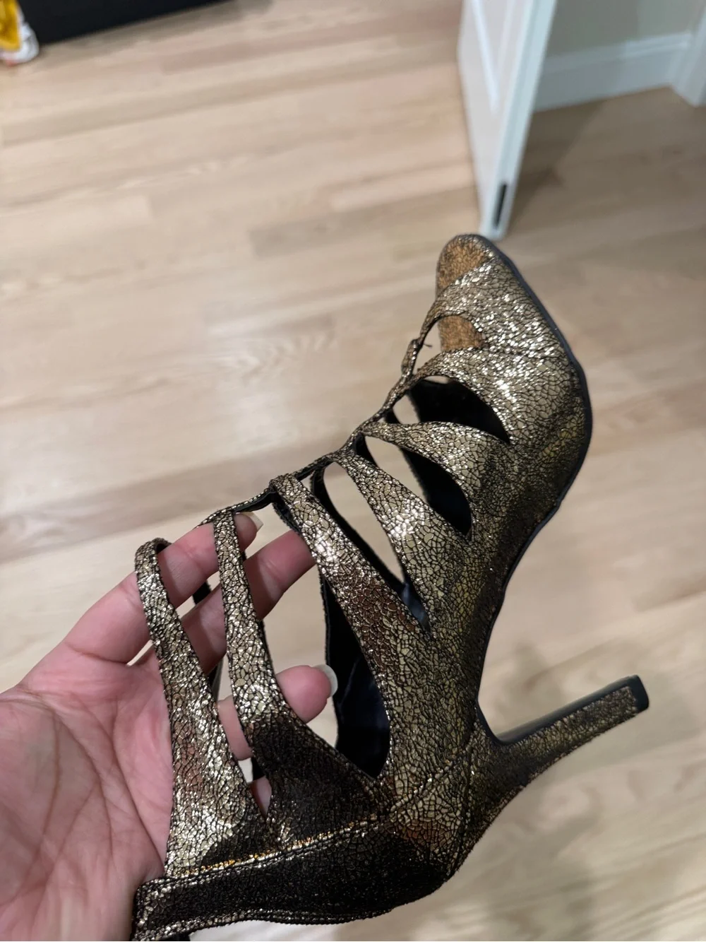 Lane Bryant Gold Glitter Strappy High Heel Sandals